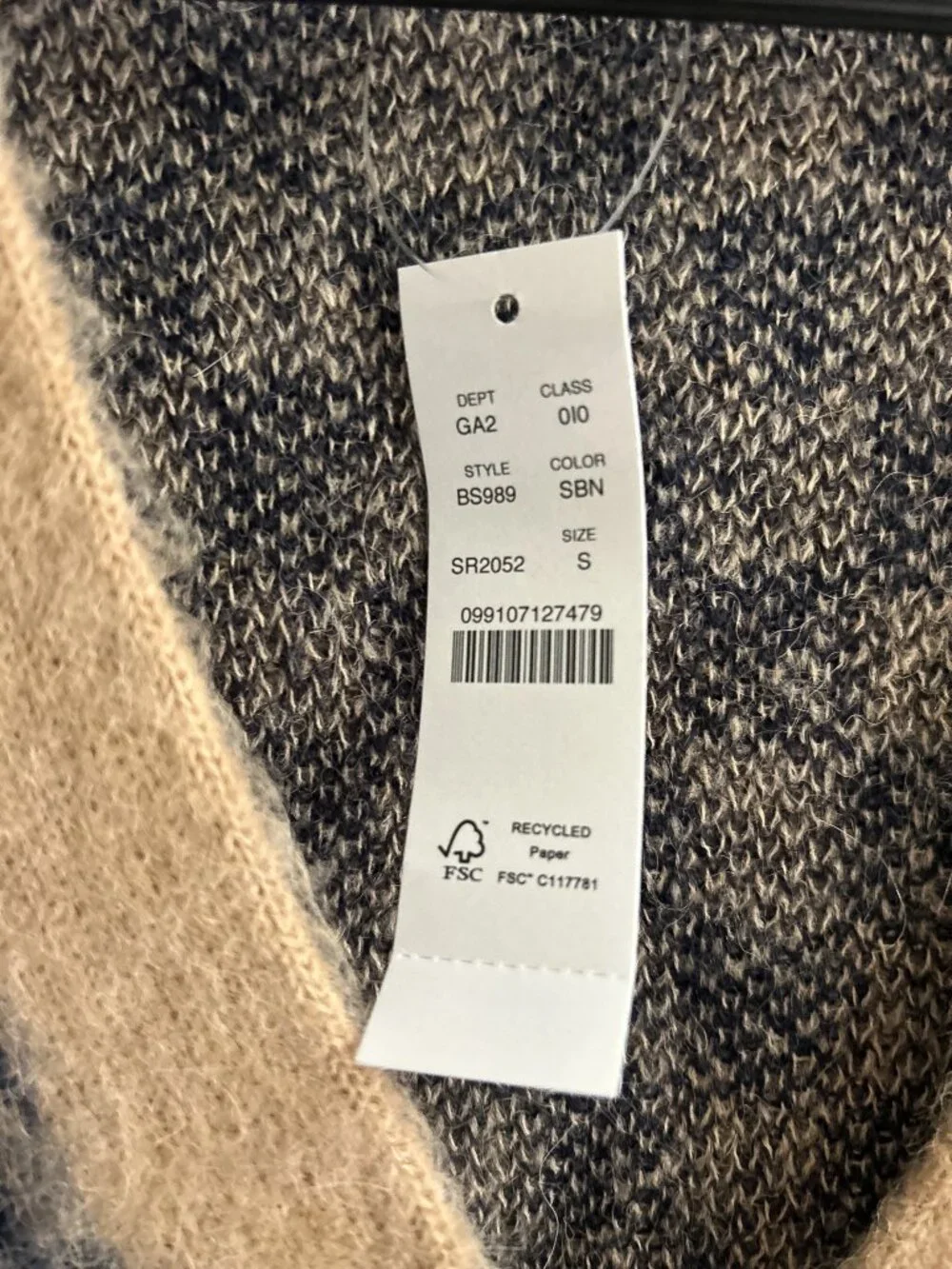 NWT J. Crew Checkered V-neck Cardigan Sweater Brushed‎ Yarn in Sandy Beach Navy